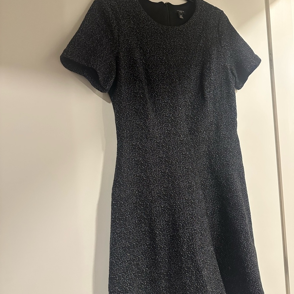 Ann Taylor Sparkling Black Mini Dress great heavy weight material